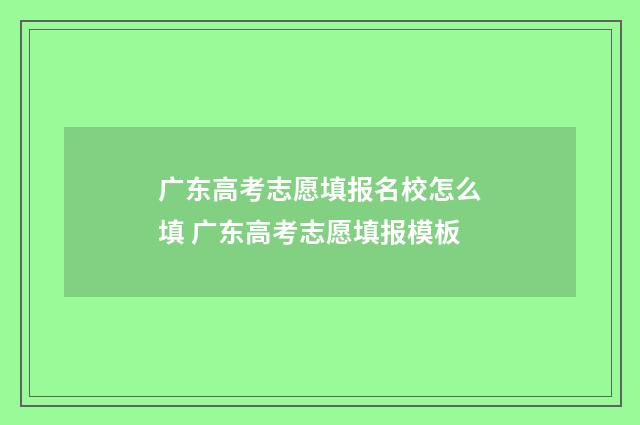 广东高考志愿填报名校怎么填 广东高考志愿填报模板