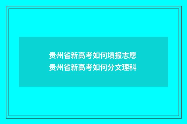 贵州省新高考如何填报志愿 贵州省新高考如何分文理科