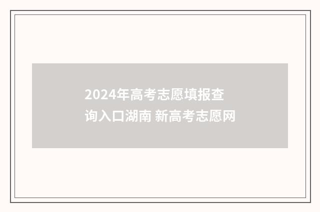 2024年高考志愿填报查询入口湖南 新高考志愿网