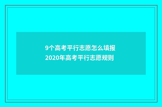 9个高考平行志愿怎么填报 2020年高考平行志愿规则
