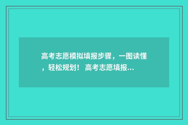 高考志愿模拟填报步骤，一图读懂，轻松规划！ 高考志愿填报技巧