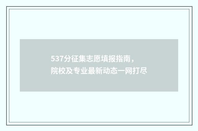537分征集志愿填报指南，院校及专业最新动态一网打尽