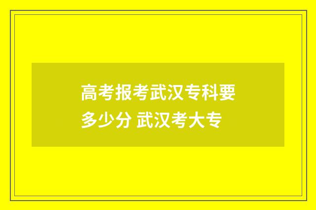 高考报考武汉专科要多少分 武汉考大专