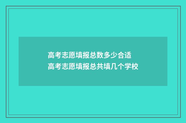 高考志愿填报总数多少合适 高考志愿填报总共填几个学校