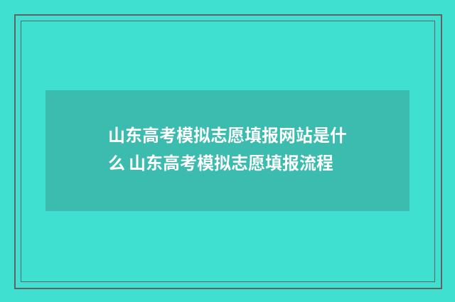 山东高考模拟志愿填报网站是什么 山东高考模拟志愿填报流程