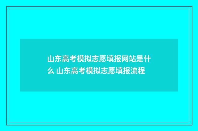 山东高考模拟志愿填报网站是什么 山东高考模拟志愿填报流程