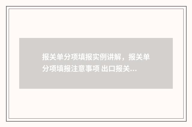 报关单分项填报实例讲解，报关单分项填报注意事项 出口报关单需要分项填报的有
