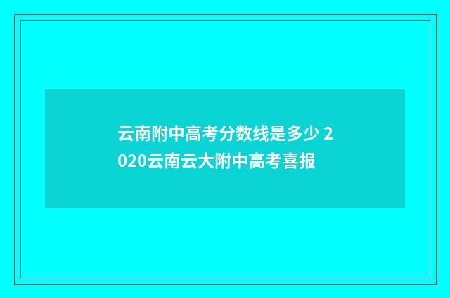 云南附中高考分数线是多少 2020云南云大附中高考喜报