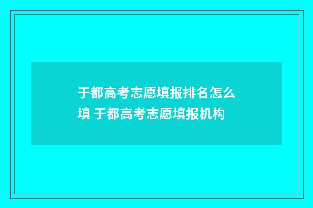 于都高考志愿填报排名怎么填 于都高考志愿填报机构