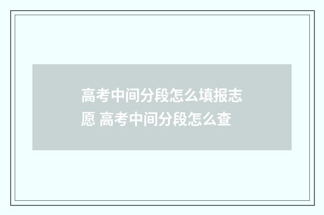 高考中间分段怎么填报志愿 高考中间分段怎么查