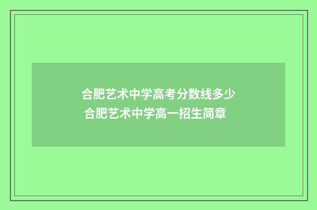 合肥艺术中学高考分数线多少 合肥艺术中学高一招生简章