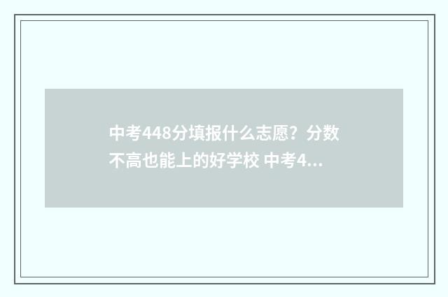 中考448分填报什么志愿？分数不高也能上的好学校 中考448分填报什么学校好