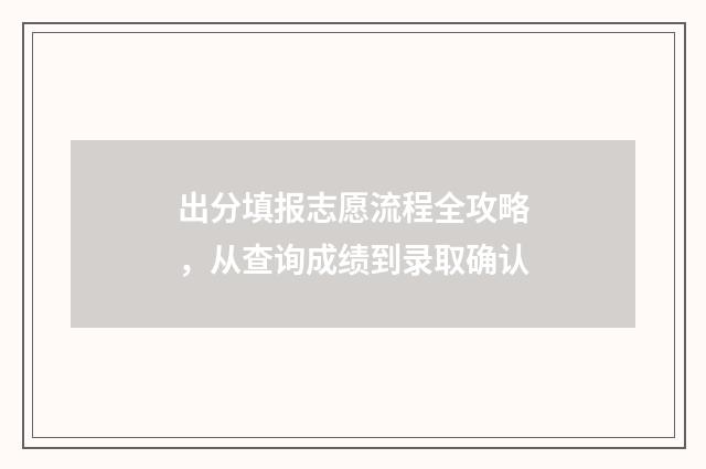 出分填报志愿流程全攻略，从查询成绩到录取确认