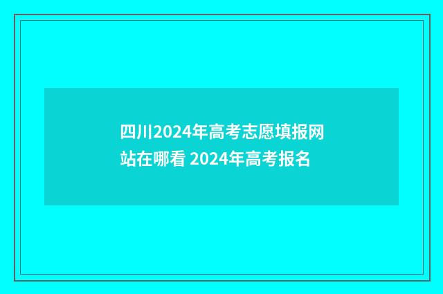 四川2024年高考志愿填报网站在哪看 2024年高考报名