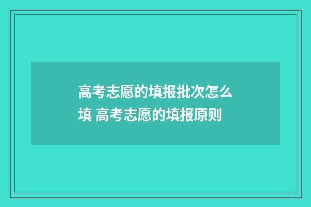 高考志愿的填报批次怎么填 高考志愿的填报原则