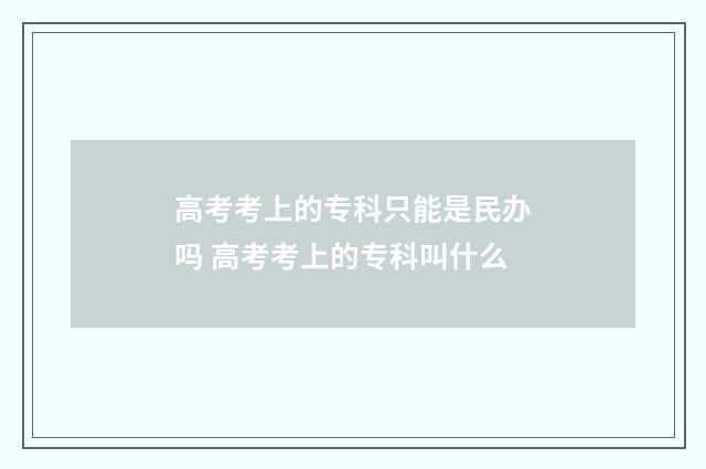 高考考上的专科只能是民办吗 高考考上的专科叫什么
