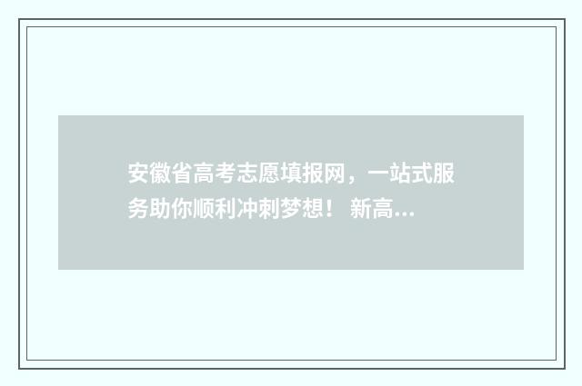 安徽省高考志愿填报网，一站式服务助你顺利冲刺梦想！ 新高考志愿网