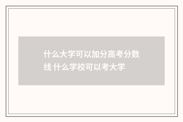 什么大学可以加分高考分数线 什么学校可以考大学
