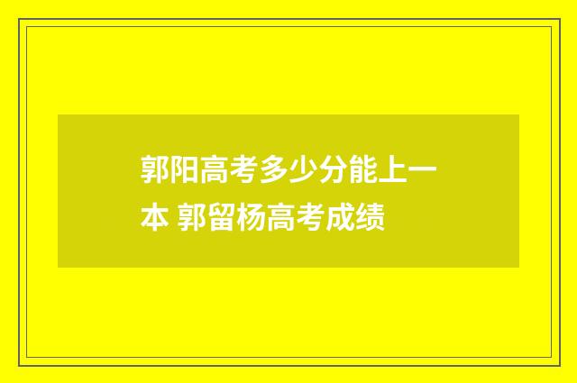 郭阳高考多少分能上一本 郭留杨高考成绩