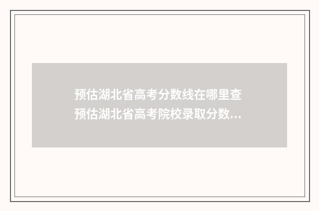 预估湖北省高考分数线在哪里查 预估湖北省高考院校录取分数线