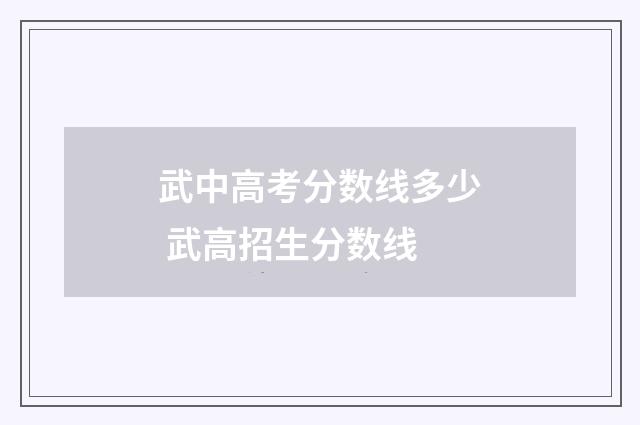 武中高考分数线多少 武高招生分数线