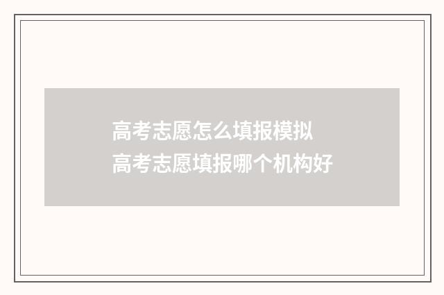 高考志愿怎么填报模拟 高考志愿填报哪个机构好