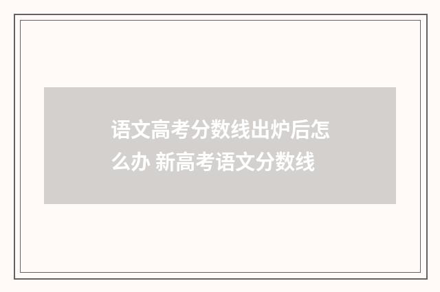 语文高考分数线出炉后怎么办 新高考语文分数线