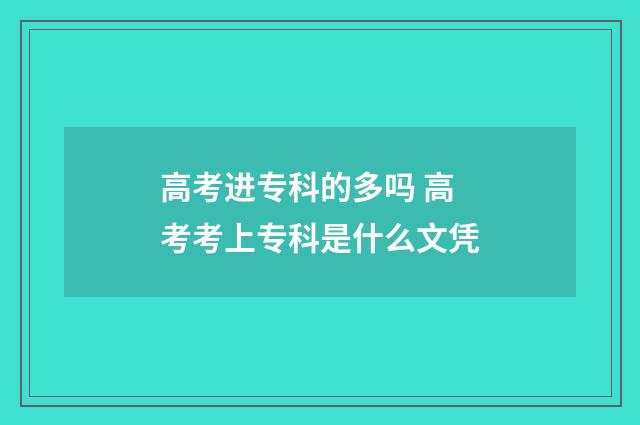 高考进专科的多吗 高考考上专科是什么文凭