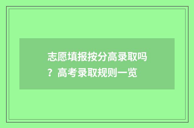 志愿填报按分高录取吗？高考录取规则一览