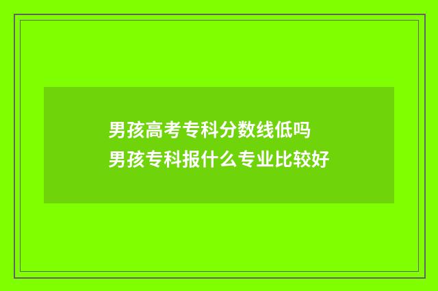 男孩高考专科分数线低吗 男孩专科报什么专业比较好