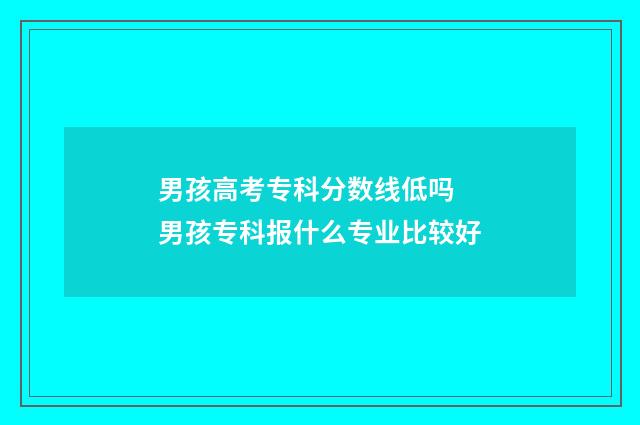 男孩高考专科分数线低吗 男孩专科报什么专业比较好
