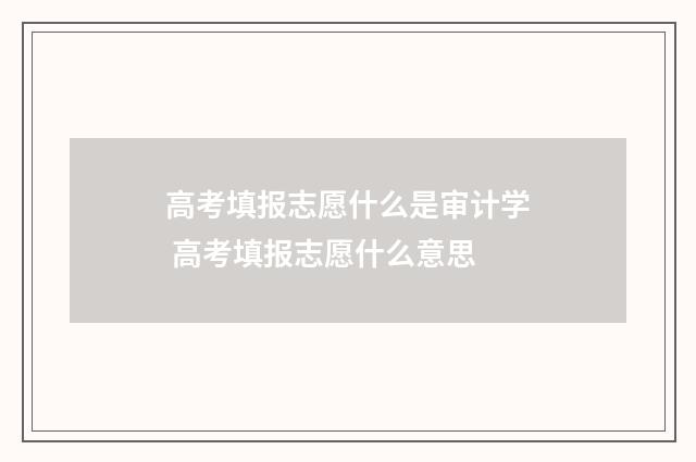 高考填报志愿什么是审计学 高考填报志愿什么意思