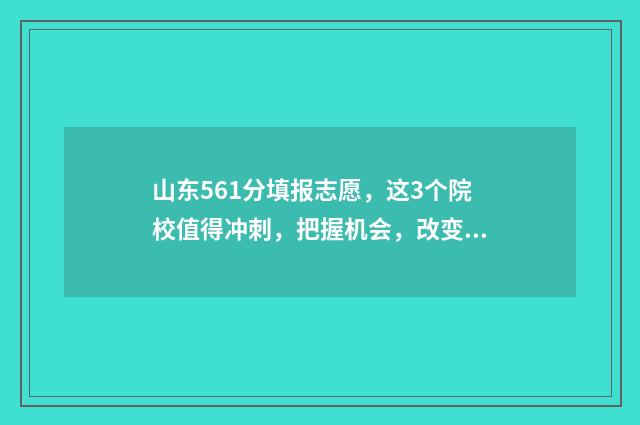 山东561分填报志愿，这3个院校值得冲刺，把握机会，改变人生 山东高考561分算高分吗