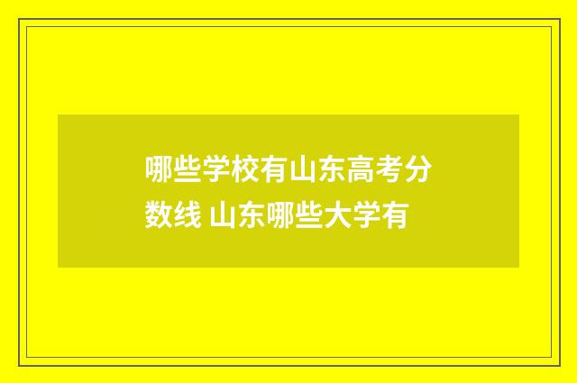 哪些学校有山东高考分数线 山东哪些大学有