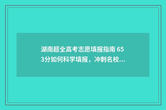 湖南超全高考志愿填报指南 653分如何科学填报，冲刺名校 搜索湖南高考