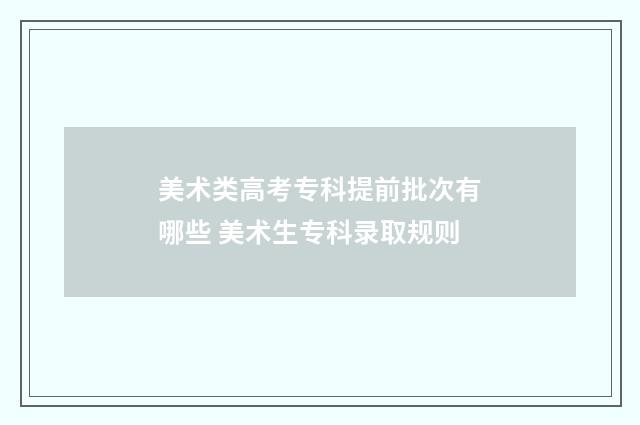 美术类高考专科提前批次有哪些 美术生专科录取规则
