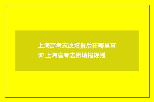 上海高考志愿填报后在哪里查询 上海高考志愿填报规则