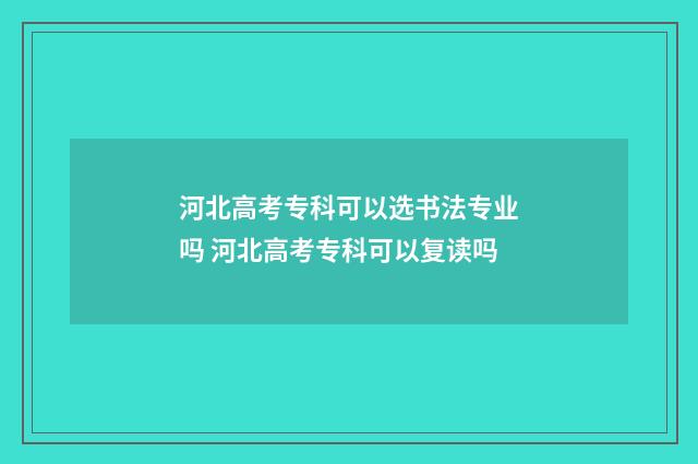 河北高考专科可以选书法专业吗 河北高考专科可以复读吗
