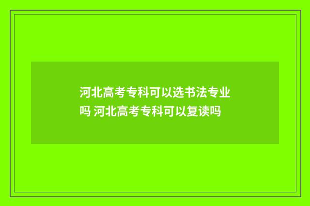 河北高考专科可以选书法专业吗 河北高考专科可以复读吗