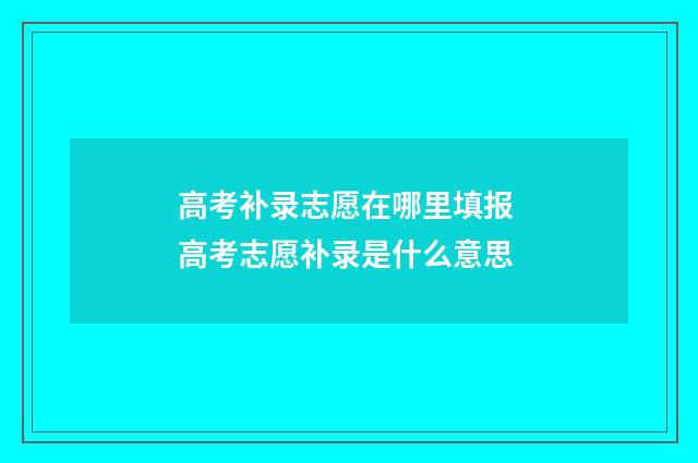 高考补录志愿在哪里填报 高考志愿补录是什么意思