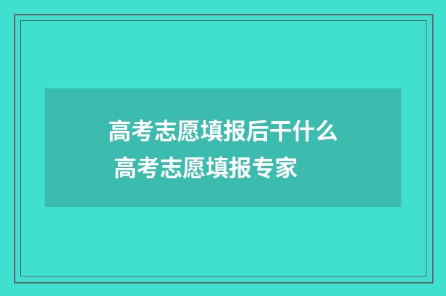 高考志愿填报后干什么 高考志愿填报专家