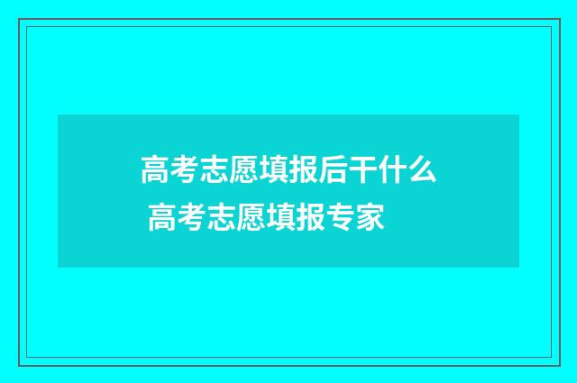 高考志愿填报后干什么 高考志愿填报专家