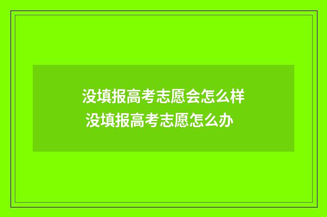 没填报高考志愿会怎么样 没填报高考志愿怎么办