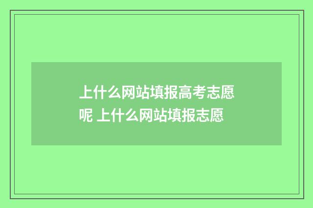 上什么网站填报高考志愿呢 上什么网站填报志愿