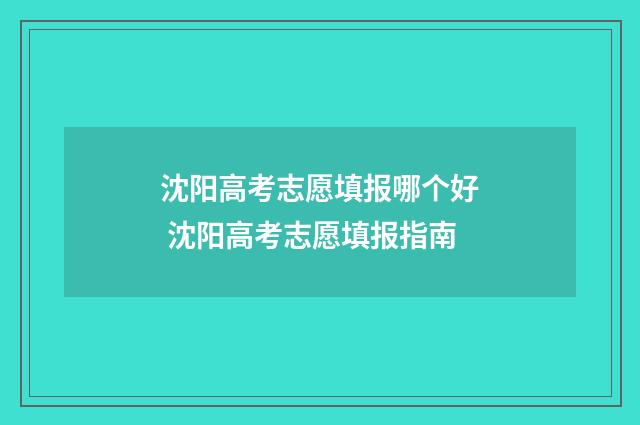 沈阳高考志愿填报哪个好 沈阳高考志愿填报指南