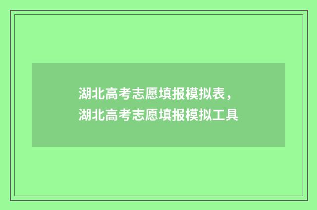 湖北高考志愿填报模拟表，湖北高考志愿填报模拟工具