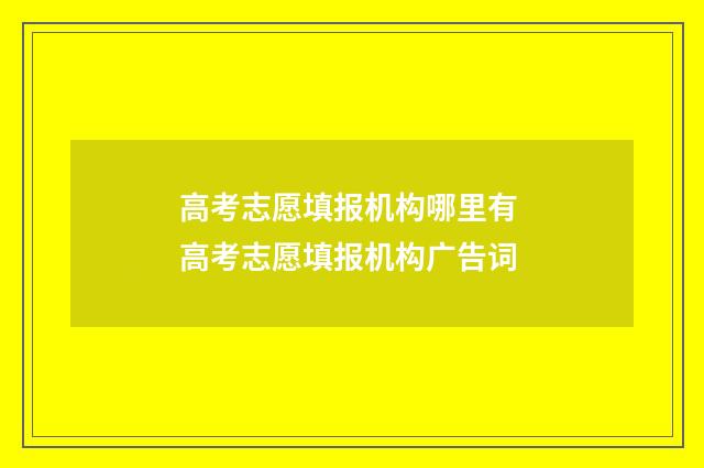 高考志愿填报机构哪里有 高考志愿填报机构广告词