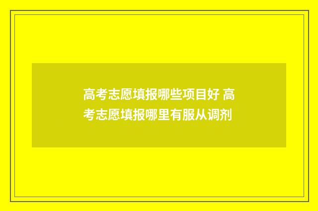 高考志愿填报哪些项目好 高考志愿填报哪里有服从调剂