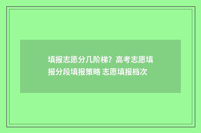 填报志愿分几阶梯？高考志愿填报分段填报策略 志愿填报档次