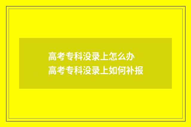 高考专科没录上怎么办 高考专科没录上如何补报